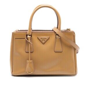 Prada Saffiano Leather Satchel - Camel